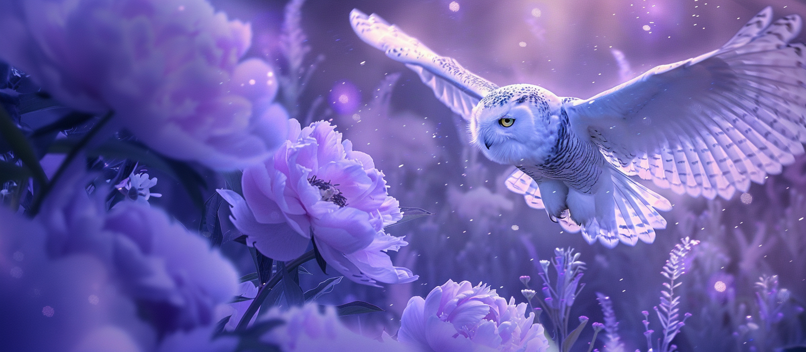 Majestic snow owl soaring